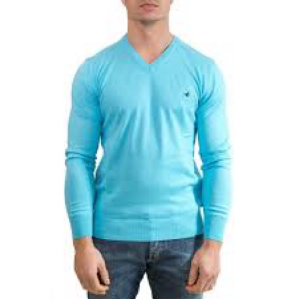 Diesel Men's Sky Blue V-Neck Sweater